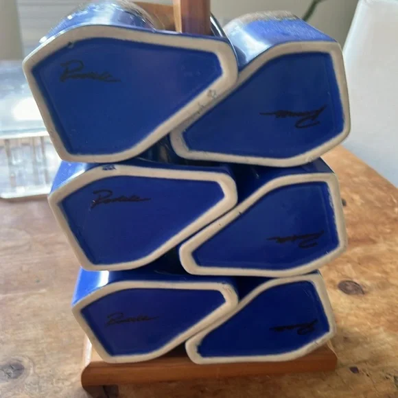 MCM Rodolfo Padilla Complete cobalt blue 6 stackingMugs and Orig holder